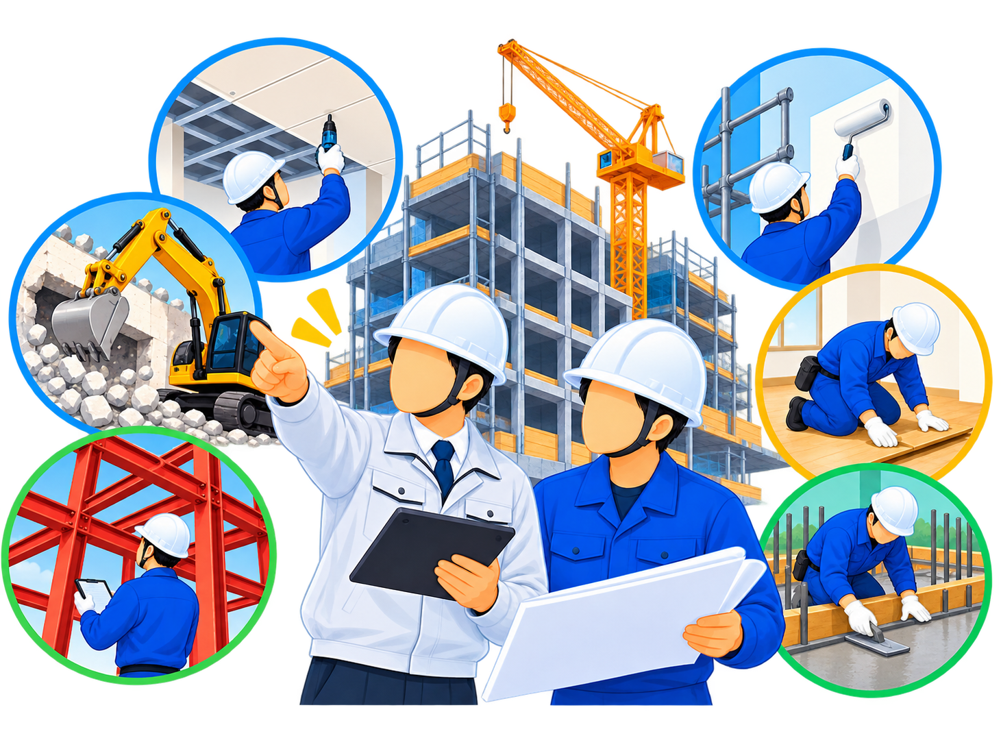 建設・解体工事のイラスト